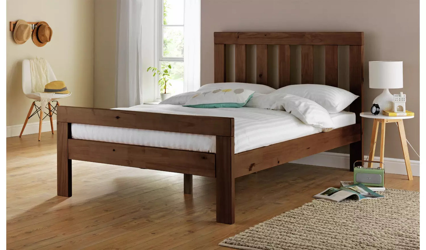 Assembled Chile Kingsize Wooden Bed Frame - Dark Stain